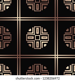 Vector modern tiles pattern. Abstract art deco seamless golden background