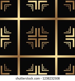 Vector modern tiles pattern. Abstract art deco seamless golden background
