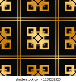Vector modern tiles pattern. Abstract art deco seamless golden background