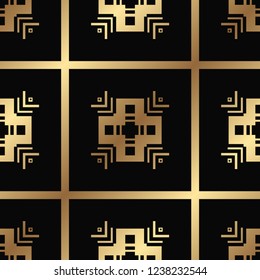 Vector modern tiles pattern. Abstract art deco seamless golden background