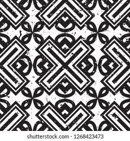 Vector modern tiles pattern. Abstract art deco seamless monochrome background