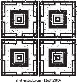 Vector modern tiles pattern. Abstract art deco seamless monochrome background