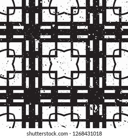 Vector modern tiles pattern. Abstract art deco seamless monochrome background