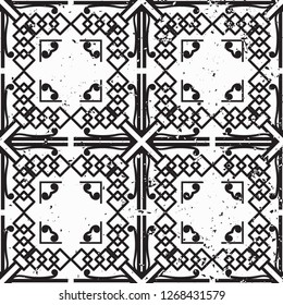 Vector modern tiles pattern. Abstract art deco seamless monochrome background