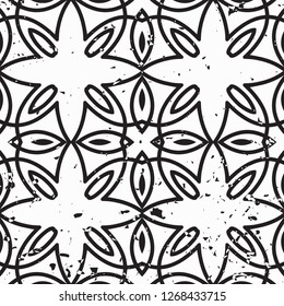 Vector modern tiles pattern. Abstract art deco seamless monochrome background