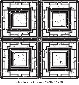 Vector modern tiles pattern. Abstract art deco seamless monochrome background