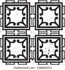 Vector modern tiles pattern. Abstract art deco seamless monochrome background