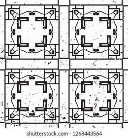 Vector modern tiles pattern. Abstract art deco seamless monochrome background