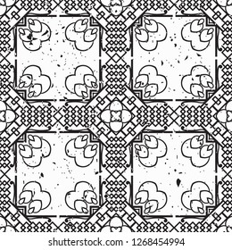 Vector modern tiles pattern. Abstract art deco seamless monochrome background