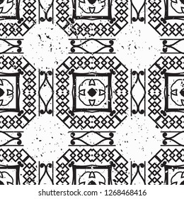 Vector modern tiles pattern. Abstract art deco seamless monochrome background