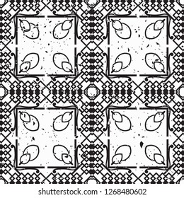 Vector modern tiles pattern. Abstract art deco seamless monochrome background