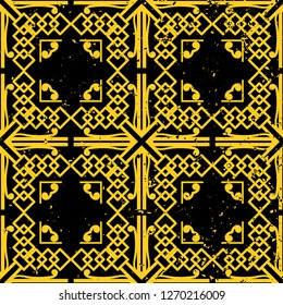 Vector modern tiles pattern. Abstract art deco seamless monochrome background