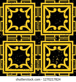 Vector modern tiles pattern. Abstract art deco seamless monochrome background