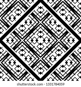 Vector modern tiles pattern. Abstract art deco seamless monochrome background