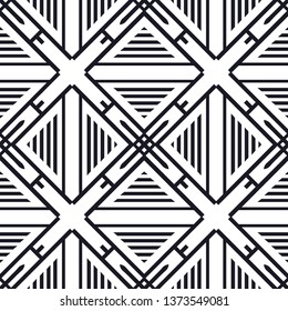 Vector modern tiles pattern. Abstract art deco seamless monochrome background