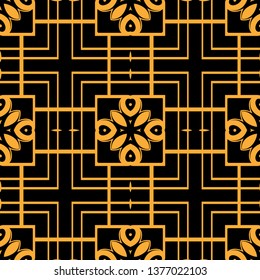 Vector modern tiles pattern. Abstract art deco seamless monochrome background