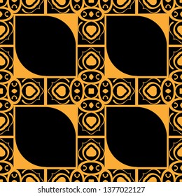 Vector modern tiles pattern. Abstract art deco seamless monochrome background