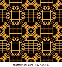 Vector modern tiles pattern. Abstract art deco seamless monochrome background