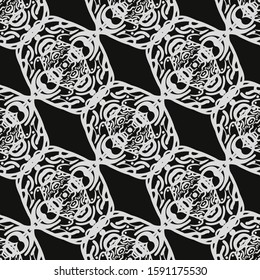 Vector modern tiles pattern. Abstract art deco seamless monochrome background