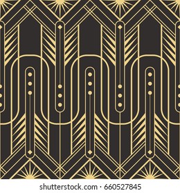 Vector modern tiles pattern. Abstract art deco seamless monochrome background