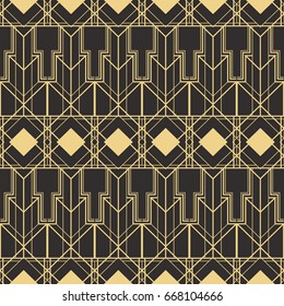 Vector modern tiles pattern. Abstract art deco seamless monochrome background.