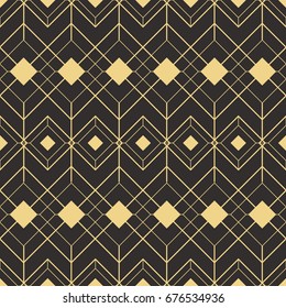 Vector modern tiles pattern. Abstract art deco seamless monochrome background