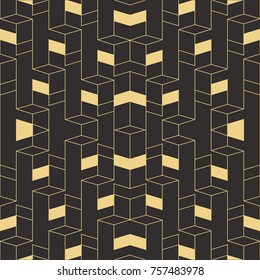 Vector modern tiles pattern. Abstract art deco seamless monochrome background