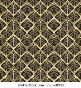 Vector modern tiles pattern. Abstract art deco seamless monochrome background