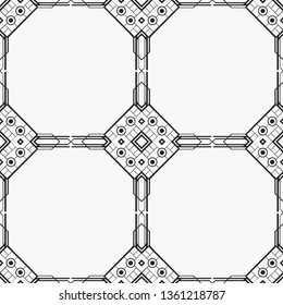 Vector modern tiles pattern and wallpaper. Abstract art deco seamless monochrome background. Vintage element for retro design