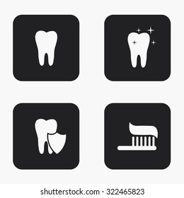 Vector modern tooth  icons set on white background