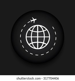 Vector modern tourism black circle icon with shadow