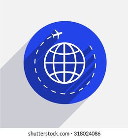 Vector modern tourism circle icon with shadow