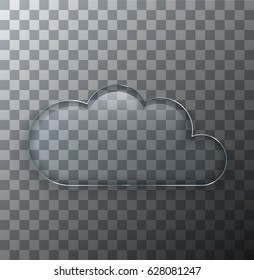 Vector modern transparent cloud glass plate with shadow on sample background