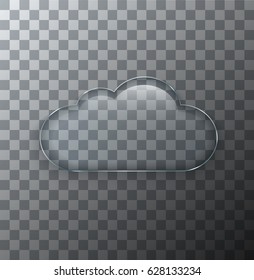 Vector modern transparent cloud glass plate with shadow on sample background