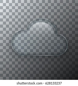 Vector modern transparent cloud glass plate with shadow on sample background