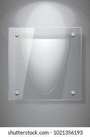 Vector modern transparent glass plates set on sample background. Eps10