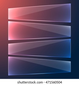 Vector modern transparent glass plates set