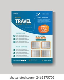 Vector moderno volante de viaje y agencia de viajes póster Plantilla de diseño
