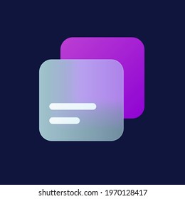 Vector modern trend icon in the style of glassmorphism with gradient, blur and transparency. Symbol and icon of documents and files