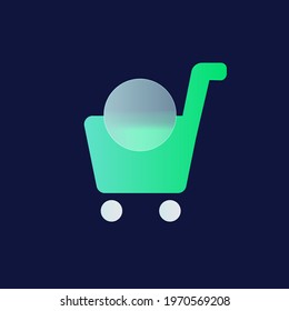 Vector modern trend icon in the style of glassmorphism with gradient, blur and transparency. shopping cart icon