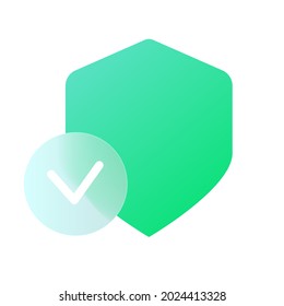 Vector modern trend icon in the style of glassmorphism with gradient, blur and transparency. shield symbol and icon
