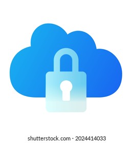 Vector modern trend icon in the style of glassmorphism with gradient, blur and transparency. cloud  lock symbol and icon