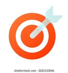 Vector modern trend icon in the style of glassmorphism with gradient, blur and transparency. target with an arrow target symbol and icon