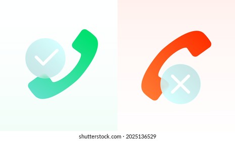 Icono de tendencia moderna vectorial en el estilo del glasmorfismo con gradiente, desenfoque y transparencia. dos iconos respondidos y llamada sin respuesta