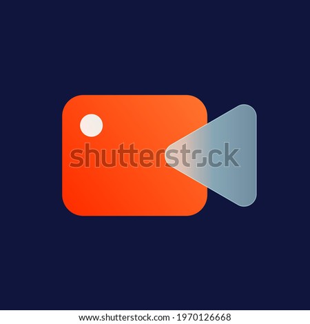 Vector modern trend icon in the style of glassmorphism with gradient, blur and transparency. Video camera symbol and icon