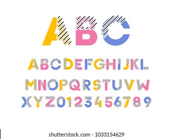 Vector modern trendy alphabet font and numbers with line effect