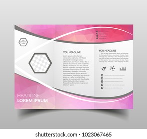 Vector modern tri-fold brochure design template with hi-tech polygonal background