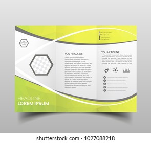 Vector modern tri-fold brochure design template with hi-tech polygonal background