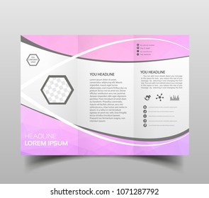 Vector modern tri-fold brochure design template with hi-tech polygonal background