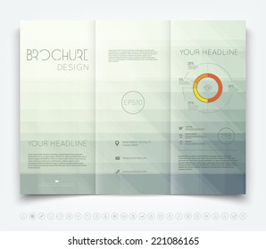 Vector modern tri-fold brochure design template with smooth geometric background